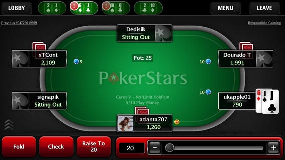 The PokerStars Mobile room